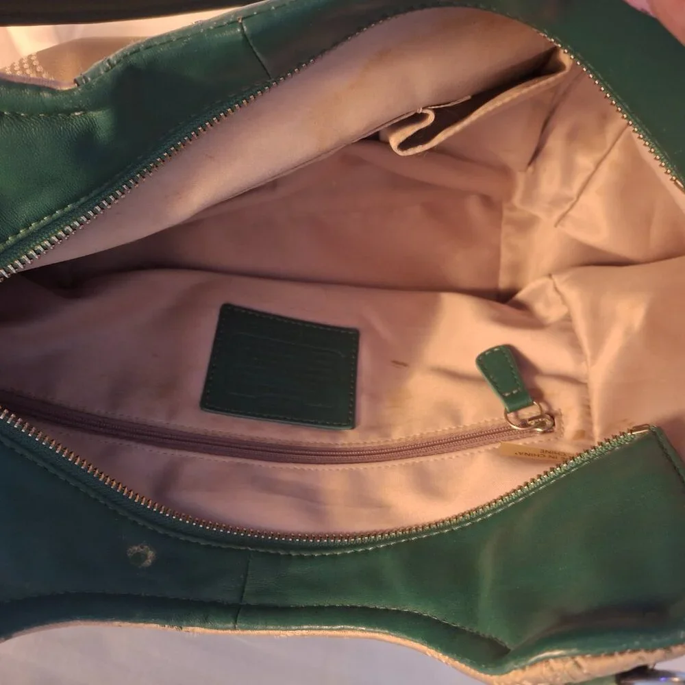 Coach Ashley Beige and Teal Shoulder Bag - Picture 3 of 6